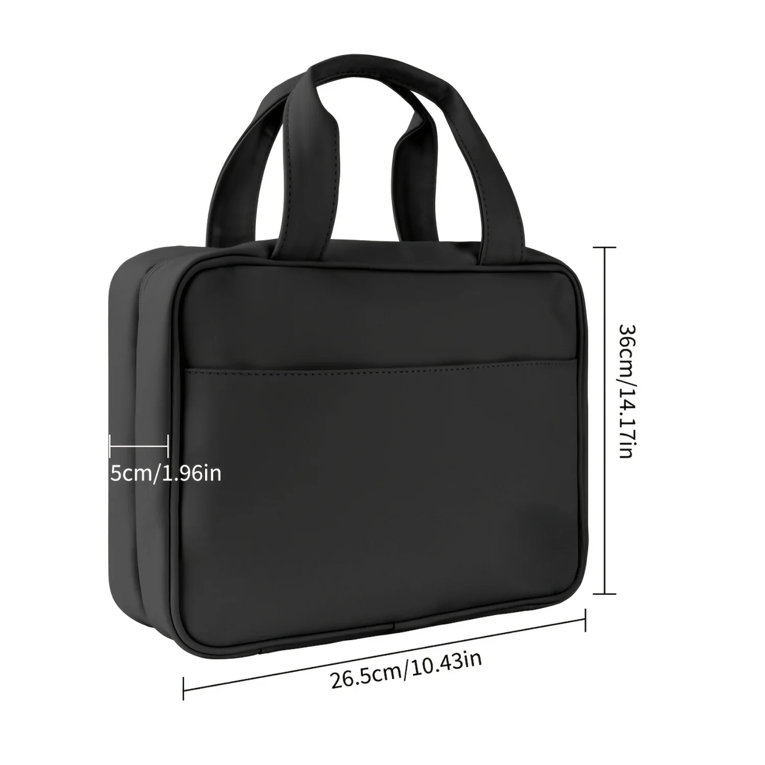 HZB-501 Handheld Makeup Bag - Sleek Black Design Travel Size Water-Resistant On-The-Go Beauty Essentials