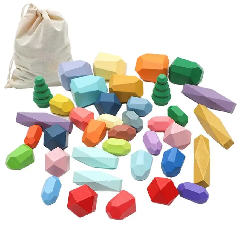 

Stacking Rocks Sorting And Stacking Toy Montessori Toys Colorful Balancing Stones For Toddlers Storage Bag Included