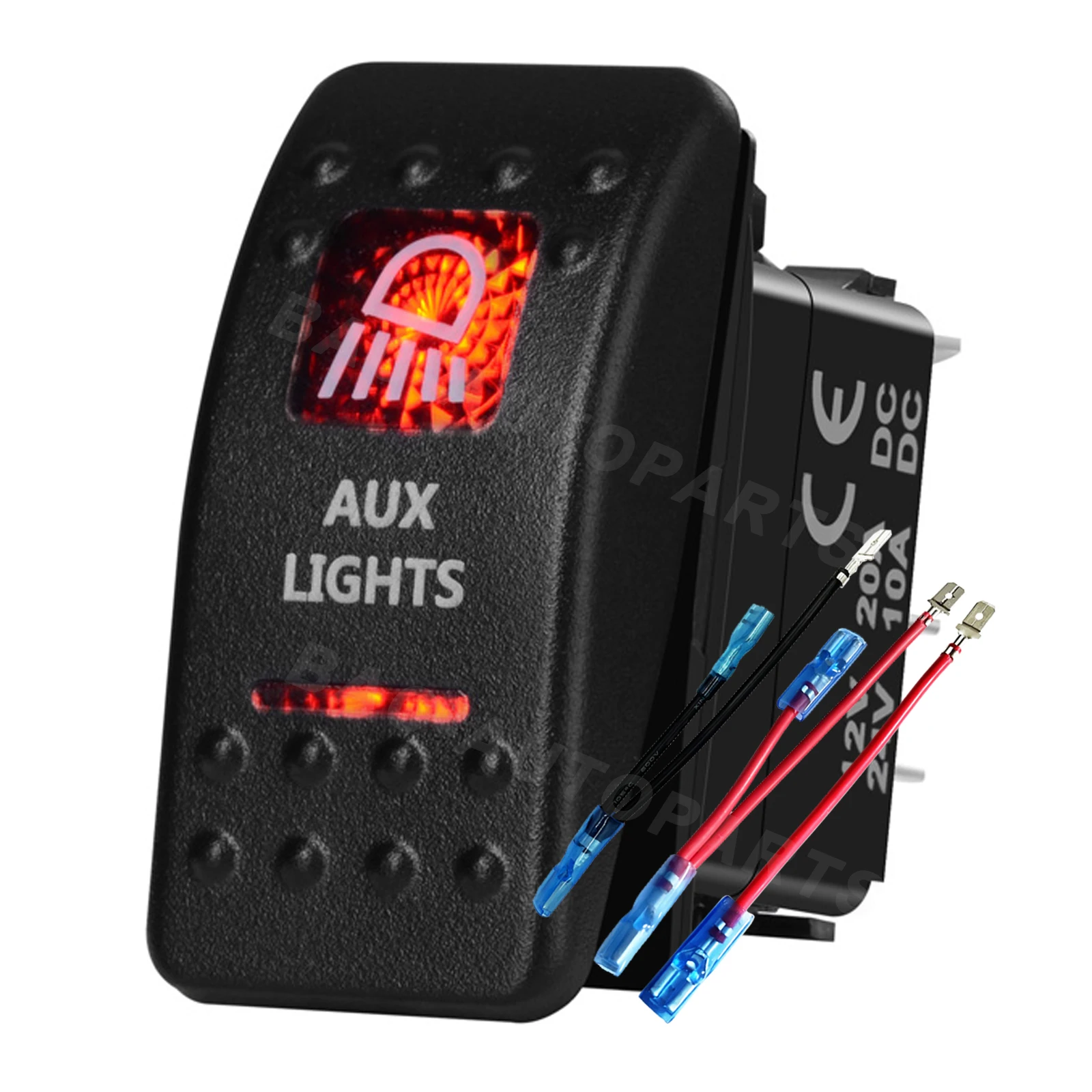 

Водонепроницаемый кулисный переключатель 12 В, красный свет, подсветка, мгновенная кнопка с фиксацией и кабелями, аксессуары для салона автомобиля, лодки