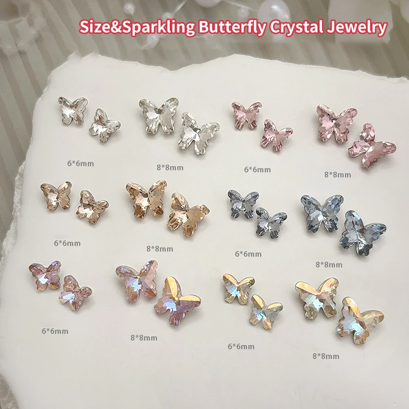 10 шт. мини-украшения для ногтей с бабочкой из циркона стразы S/L стереоскопическая