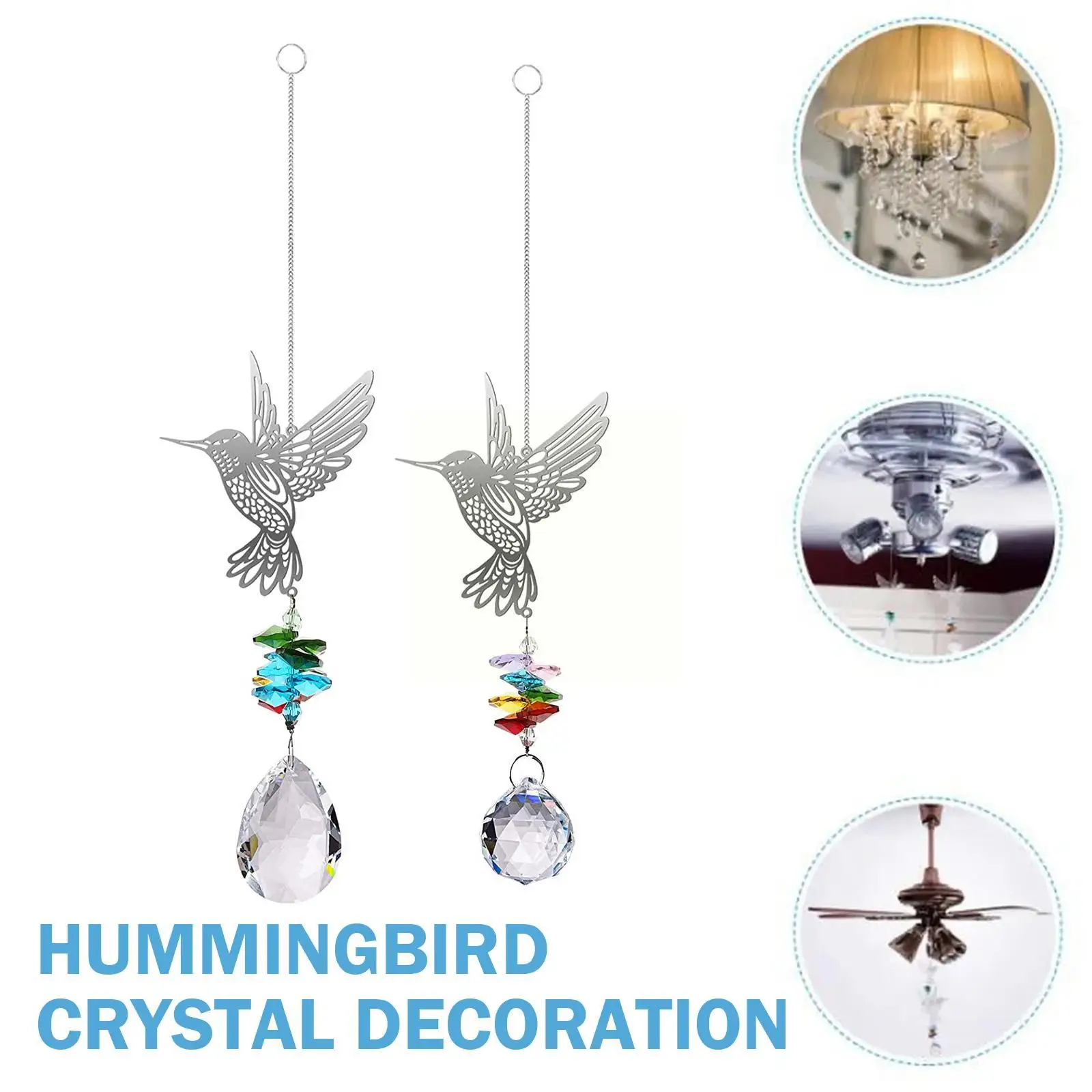 Crystal Sun Glass Prisms Solar Chandelier Hummingbird Curtain Catcher Wind Hanging Owl Decor Rainbow Pendant Chimes Chaser M1W3 images - 6