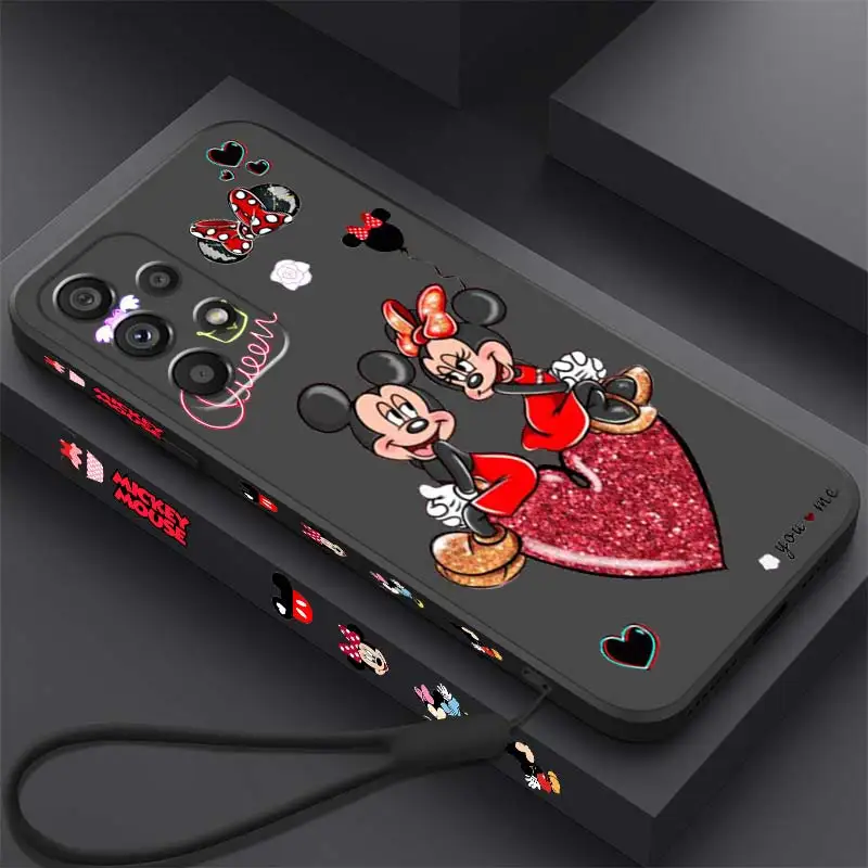 

Mickey Minnie Disney Anime Phone Case For Samsung Note 20 10 A54 A31 A14 A03 A22 A34 A04 A24 Ultra Plus 5G Liquid Left Rope