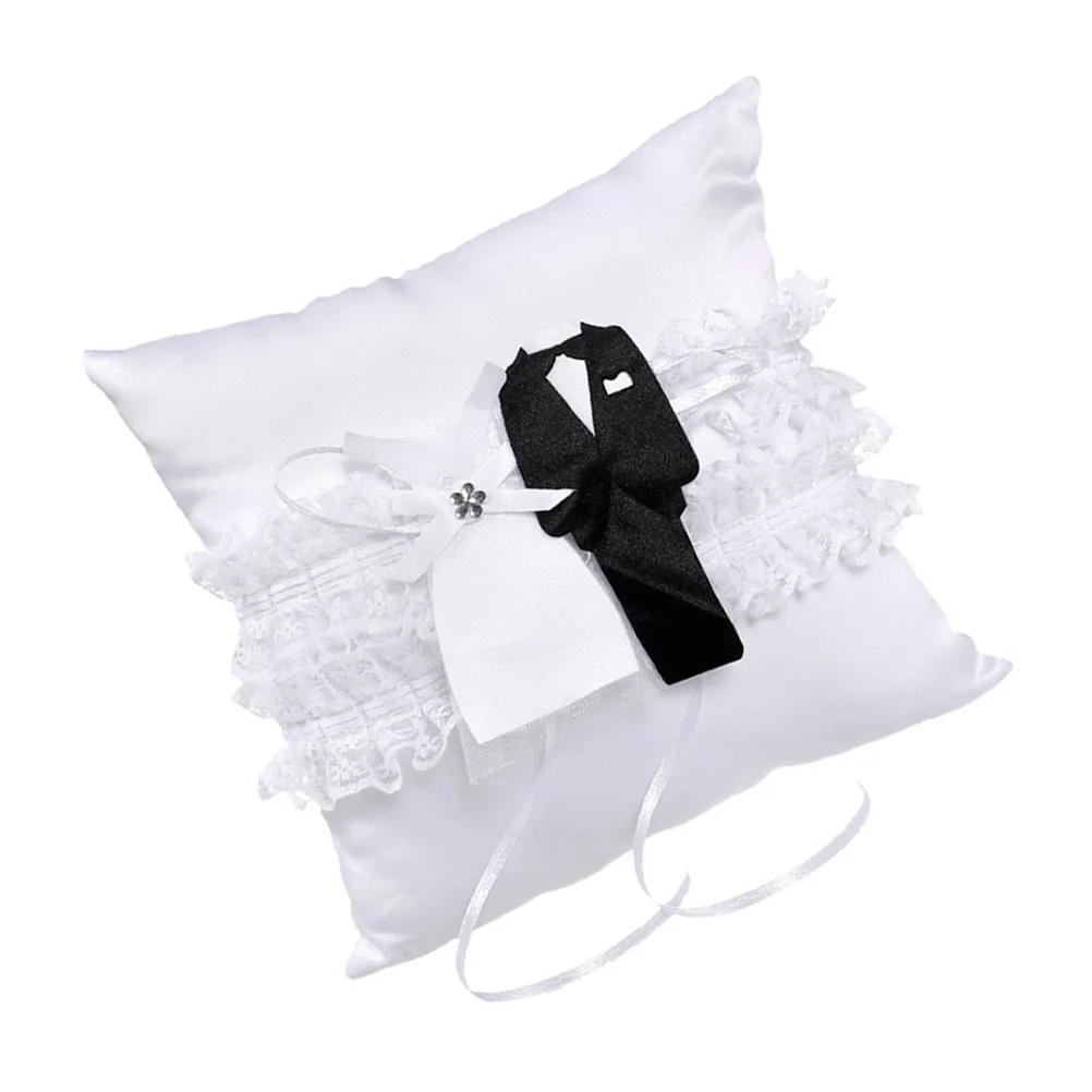 

Ring Wedding Bearer Holder Box Pillows Lace Pillow Cushion Rustic Display Ceramony Pocket Case Dish