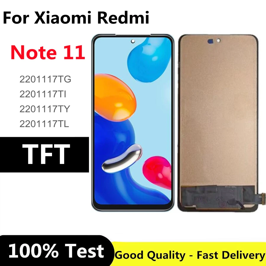 

6,43 "TFT 100% тест для Xiaomi Redmi Note 11 дисплей Note11 2201117TG сенсорный экран дигитайзер для Redmi Note 11 ЖК