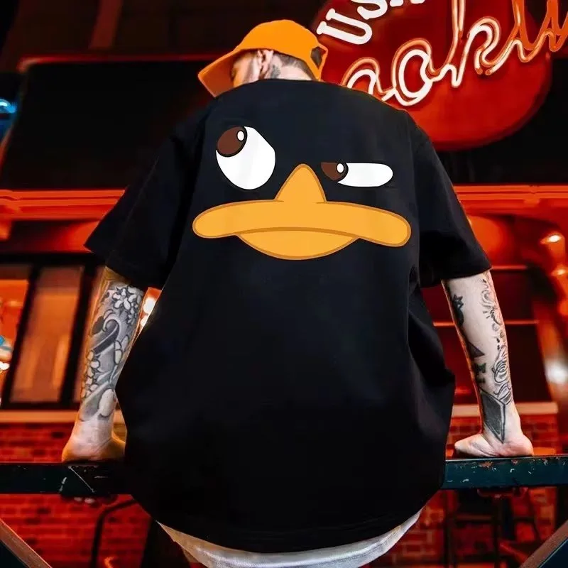 

Men Streetwear Harajuku Oversize T Shirt Cartoon Anime Duck Print T-Shirt Hip Hop Summer Short Sleeve Tshirt Cotton Loose Tee