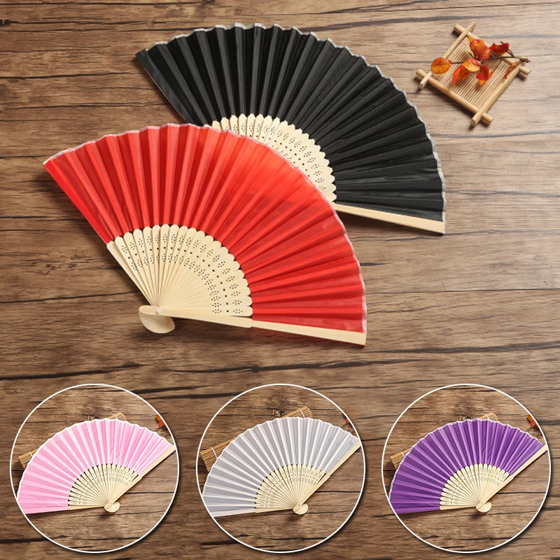 

Silk Fan 7 Inch White Cloth Fan Plain Wedding Folding Fan Bamboo Fan Diy Creation Party Gift Home Decoration