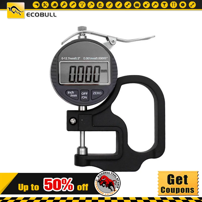 

0.01mm/0.001mm Digital LCD Tube Paint Thickness Gauge Electronic Thick Micrometer Pipe Indicator Width Measure Tools 0-12.7mm