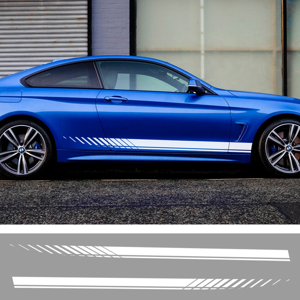 

2Pcs Car Side Stripes Side Stripe Skirts Graphics Vinyl Sticker Decals Racing Sport Automobiles Body DIY Wrap Car Accessories