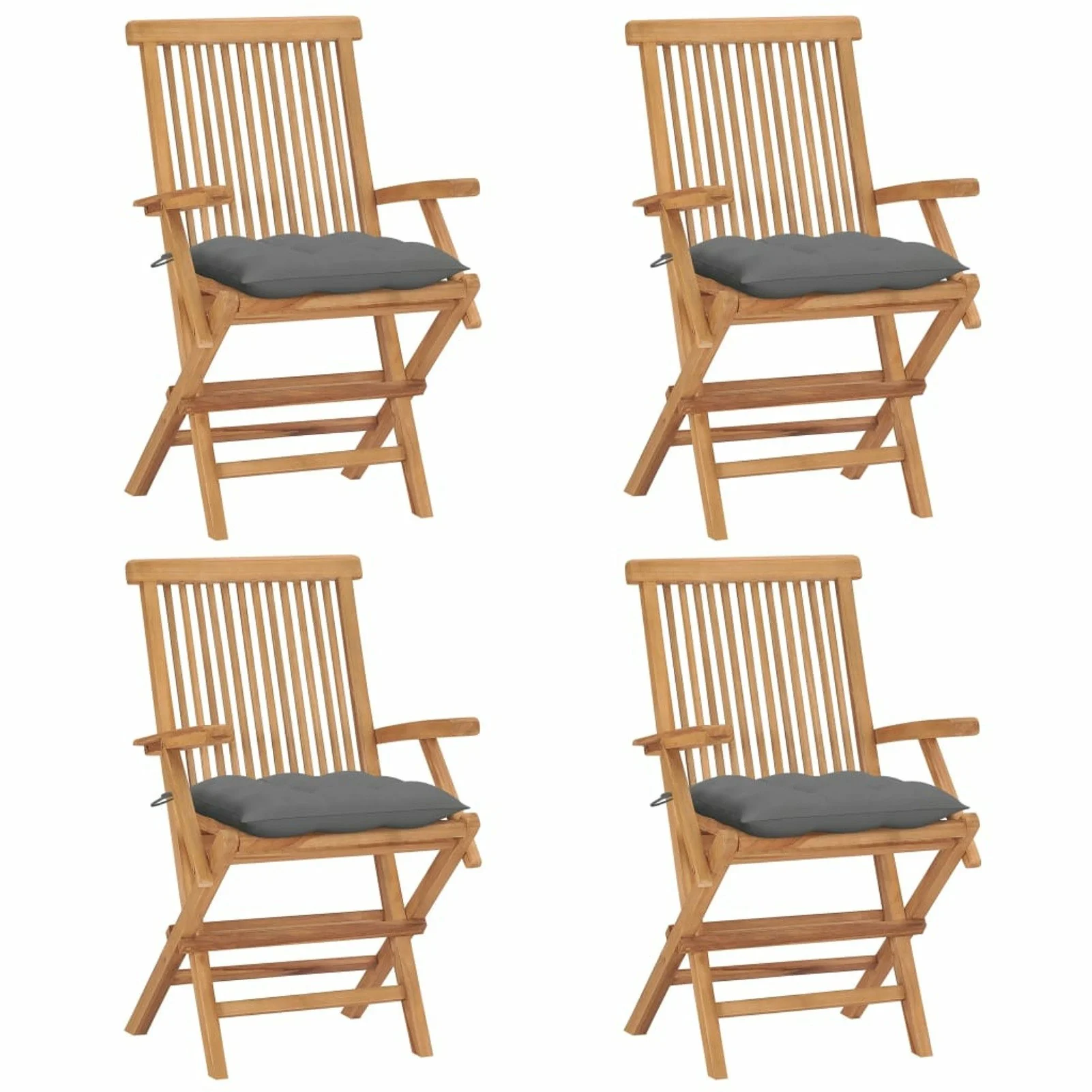 

Patio Chairs with Gray Cushions 4 pcs Solid Teak Wood