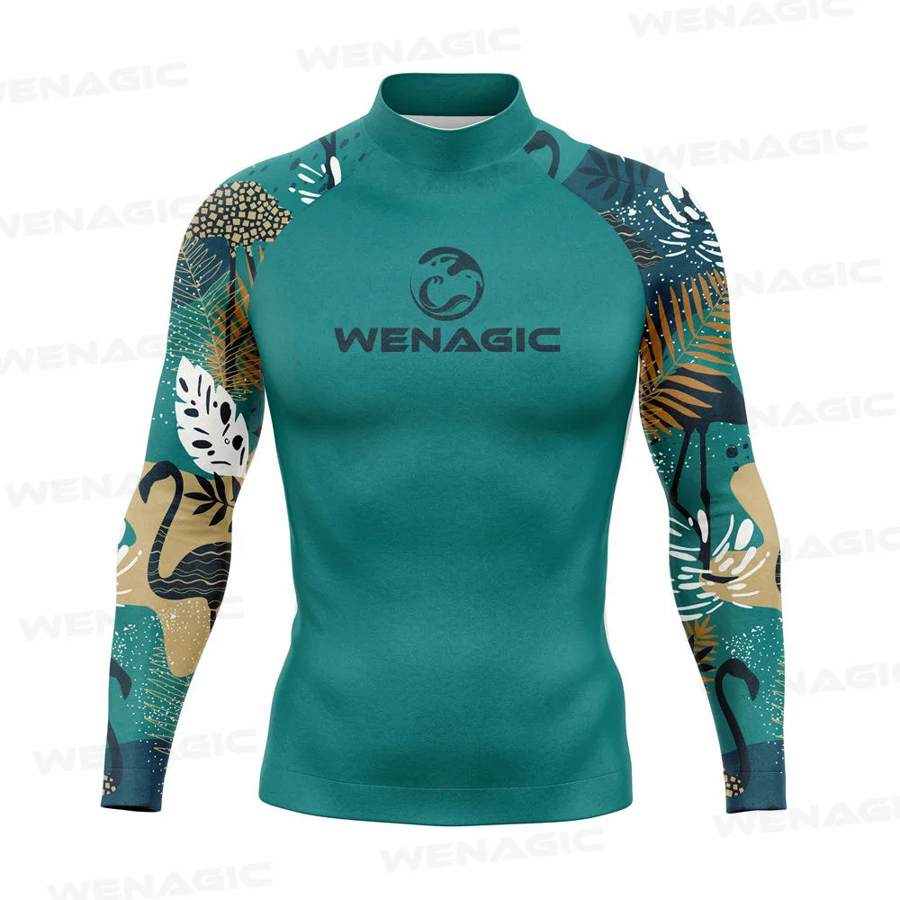 New Surfing Swimming Diving T-Shirts Tight Long Sleeve Rash Guard Swimwear Men UV Protection Surf Clothing Beach Floatsuit Top