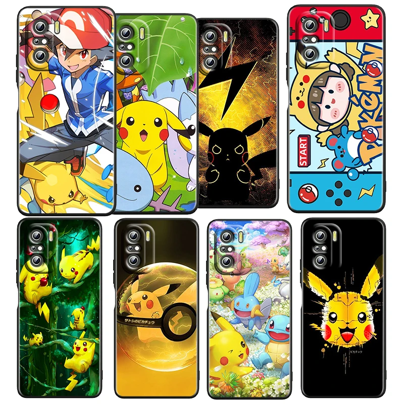 

Pikachu Baby Cartoon Lovely For Xiaomi Redmi K50 K40 Gaming K30 K20 Pro 5G 10X 9T 9C 9A TPU Soft Black Phone Case Fundas Coque