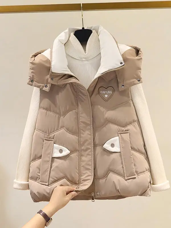 2024 Новый пуховый хлопковый жилет для женщин свободный корейский на осень и зиму с