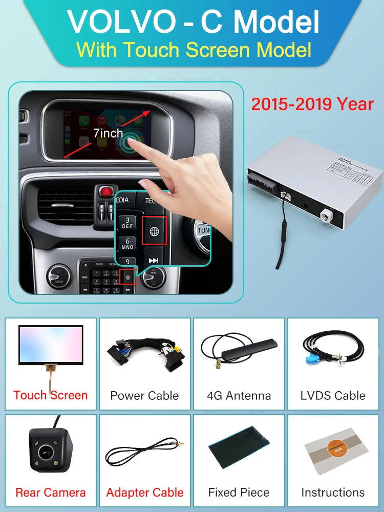 

Беспроводной модуль STWEI Carplay Android Auto для Volvo XC60 XC70 S60 S80 V60 V70 V40 2011-2019, сенсорный экран Bluetooth, музыка