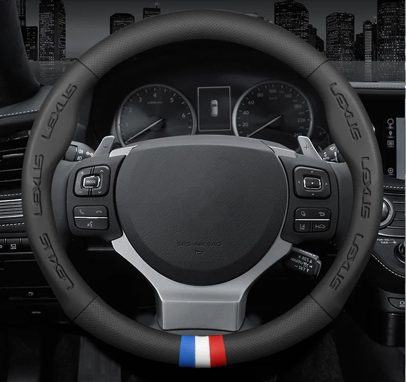

Car 3D Embossing Logo Breathable Steering Wheel Cover For Lexus RX300 RX350 IS250 LX570 IS200 IS300 LS400 ES200 CT200h NX350h UX