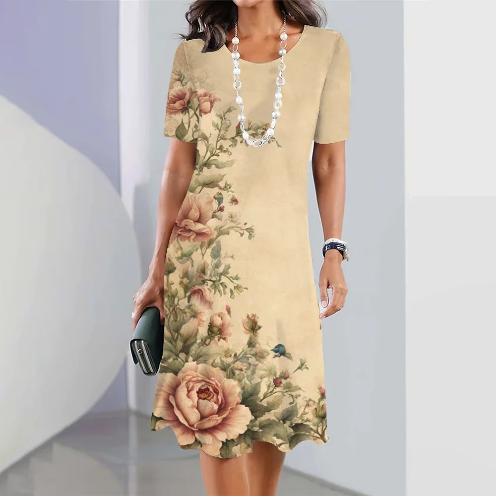 Новые женские платья с принтом подсолнечника женское элегантное свободное