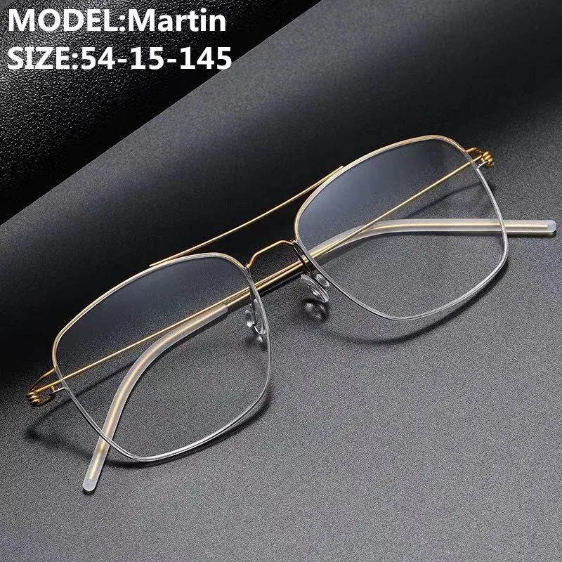 

Denmark Brand Ultralight Screwless Titanium Square Glasses Frame Men Women Double Beam Optical Prescription Eyeglasses Martin
