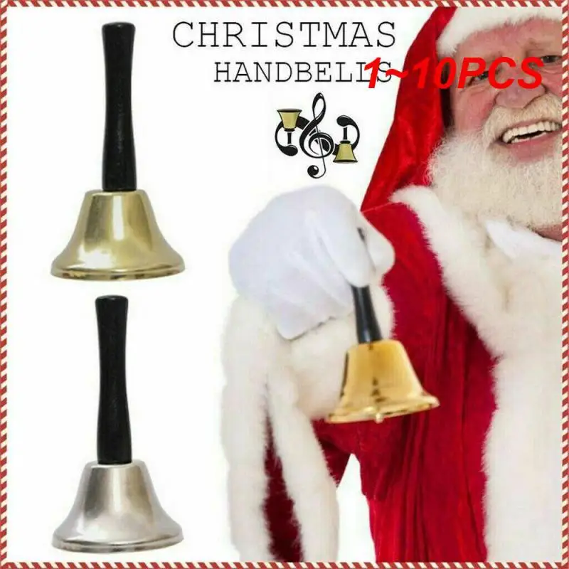 

1~10PCS Christmas Hand Bell Santa Claus Jingle Bells Gold Silver School Handbell Restaurant Call Bell Service Supplies Xmas