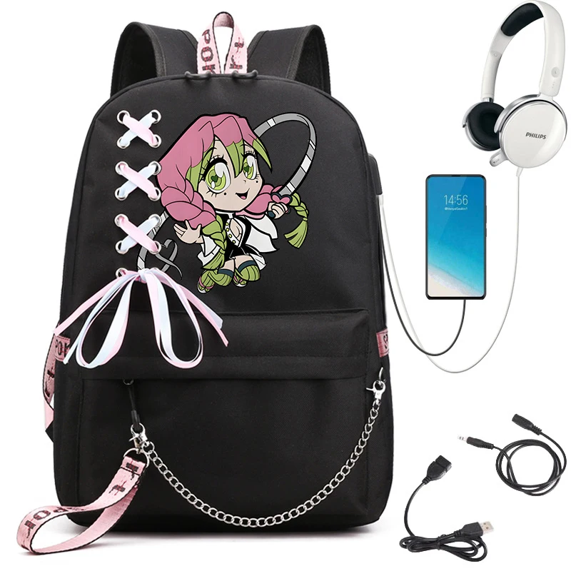 

Kanroji Mitsuri Anime Canvas Bags New Fashion Rucksack for Teenagers High Quality Trekking Bags Korean Notebook Bag Demon Slayer