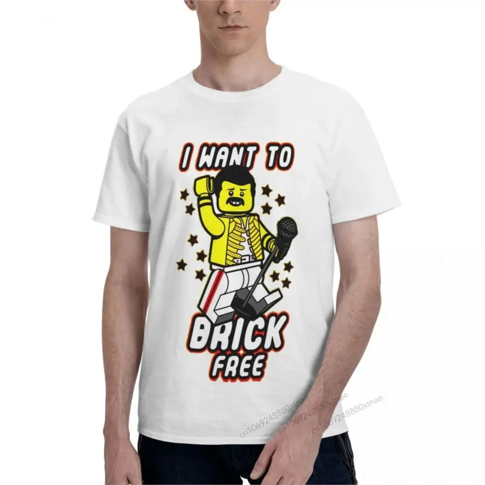 

I Want To Brick Free Classic Men's Casual Tees Short Sleeve Round Neck Cotton 4XL T-Shirt