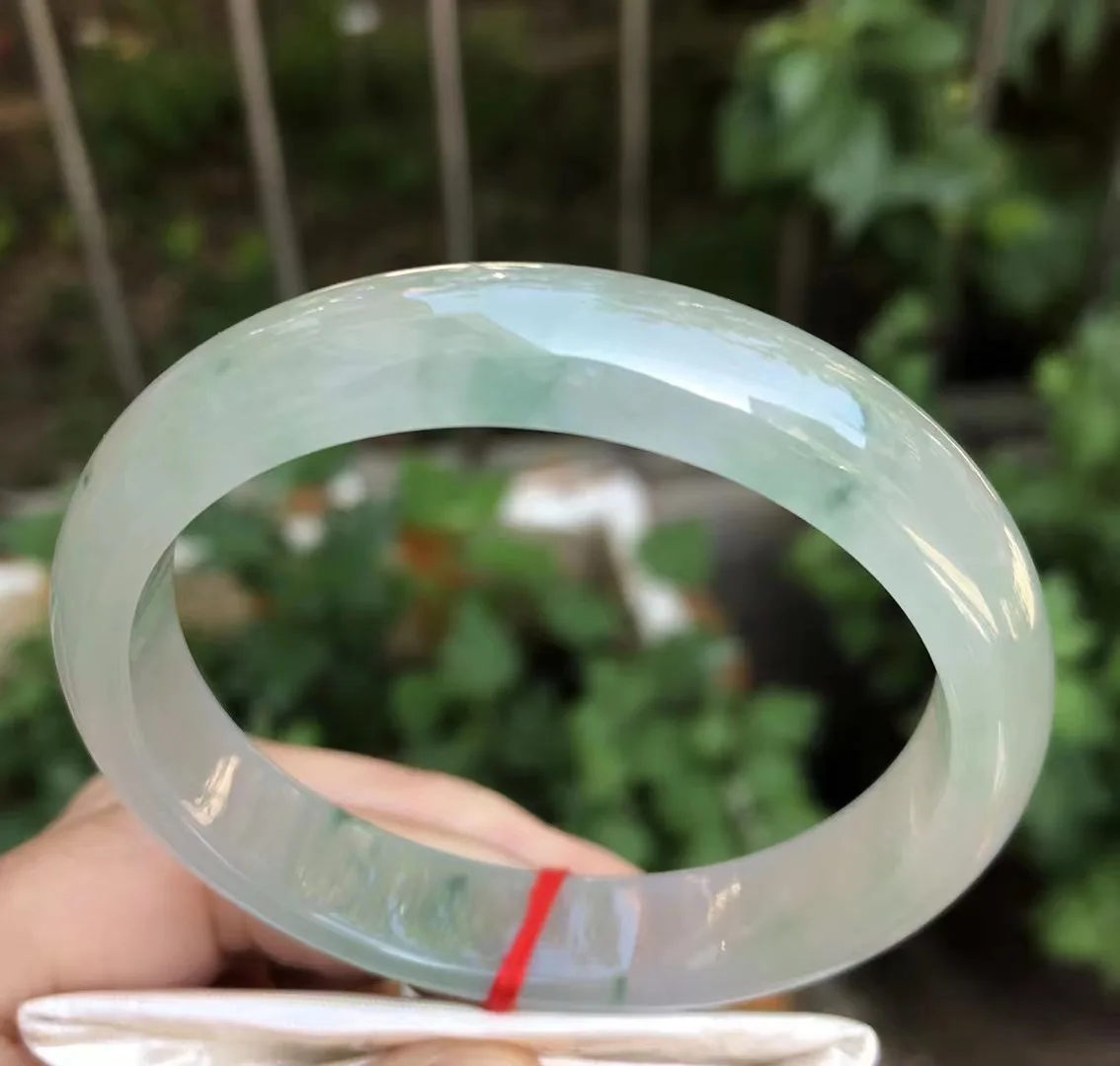 

Натуральный браслет из Мьянмы из жадеита, плоский браслет из настоящего жадеита, натуральный женский характерный браслет, 57 мм 05