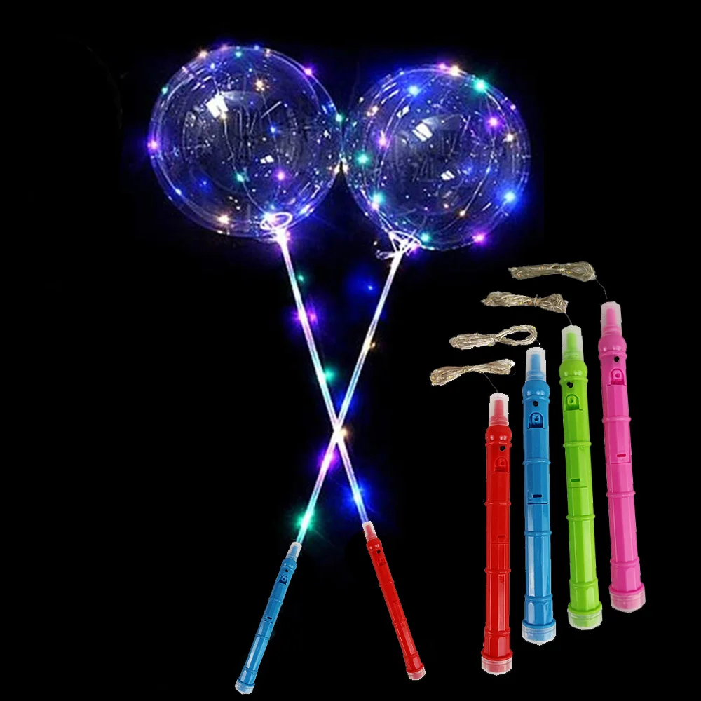 

Bobo Balloon With Light and Stick 20inch Bubble Balloon 70cm Stick 3 Level Flashing Led String Light with Handled Xmas Birthday