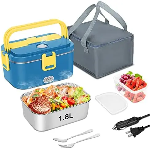 

COZYEXPERT Electric Lunch Box 80W Food Warmer Heater 12V 24V 110V Heated Lunch Boxes for Adults for Car/Truck Portable Food Heat