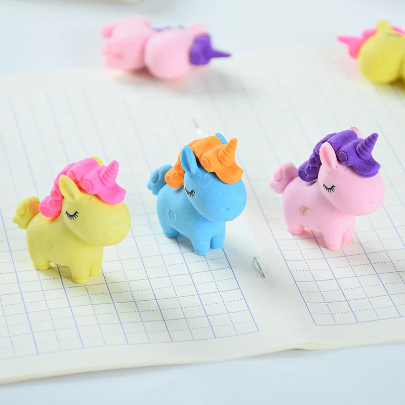 

3pcs/Lot Cute Cartoon Unicorn Dinosaur Stereo Eraser