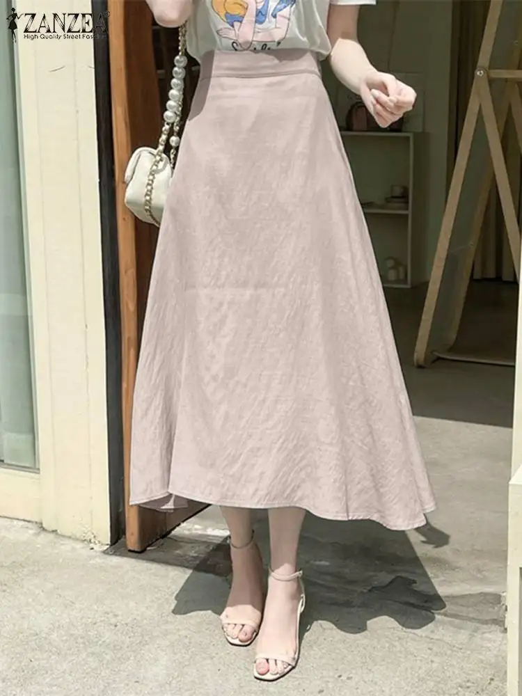 

Юбка ZANZEA трапециевидная до щиколотки элегантная однотонная женская осенне-Весенняя модная винтажная офисная юбка