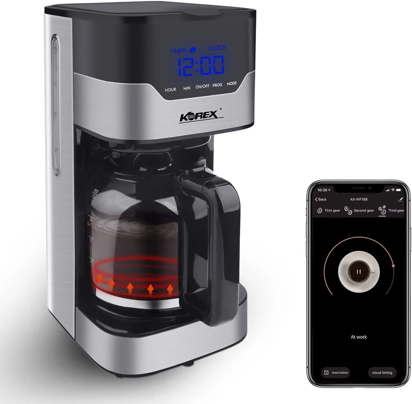 

Smart Coffee Machine, 1.5L Drip Coffee Machine Via APP Alexa Glass Carafe Reusable Filter Anti-Boil Dry Protection 900W