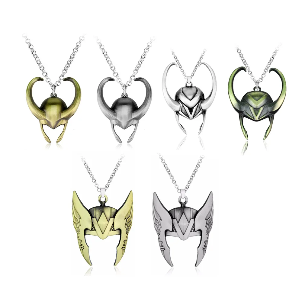 

New Marvel Avengers Tri-color Loki Helmet Necklace Classic Fashion Pendant Marvel Fans Personalized Couples Birthday Gift Direct