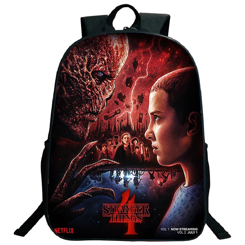 

16 Inch Stranger Things 4 Backpack Students Boys Girls School Bag Children Bookbag Teenager Travel Bags Laptop Rucksack Mochila