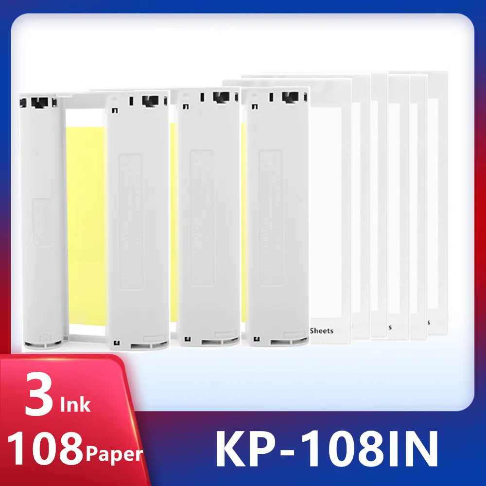 

KP-108IN 100*148mm Photo Papers and Ink Cartridge for Canon Selphy CP Series Photo Printer CP800 CP910 CP1200 CP1300 Printer