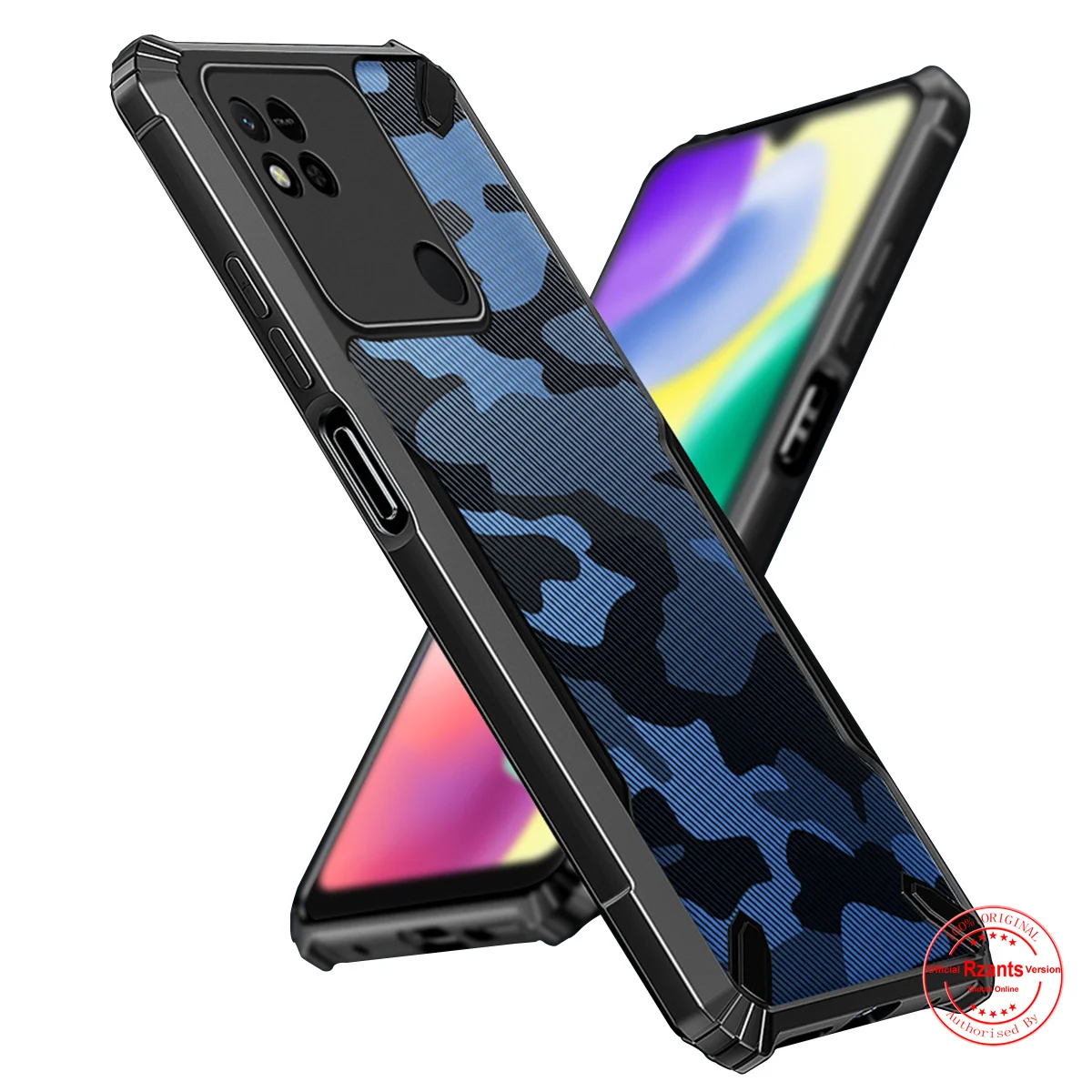 

Rzants For Xiaomi Redmi 9C Redmi 10A Half Clear Case [Camouflage Military Bull] Thin Strong Protection Phone Casing