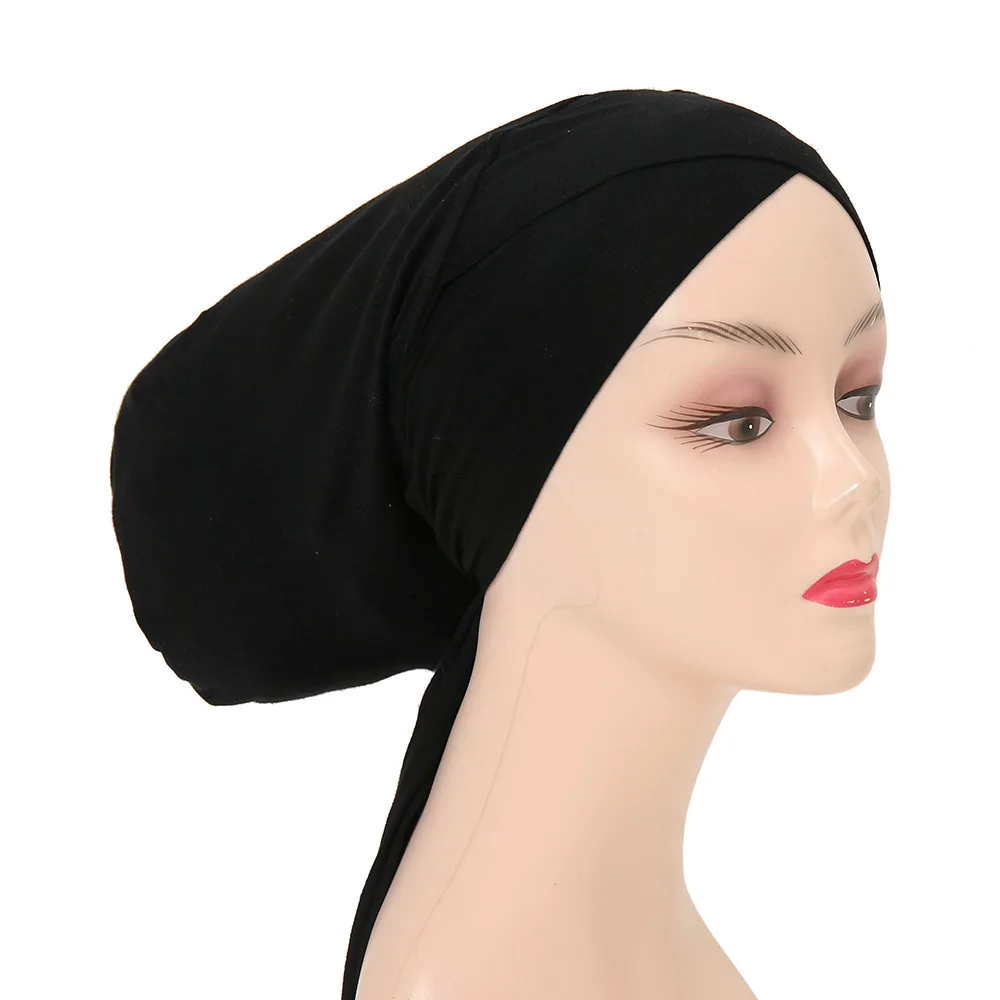Muslim Hijab Cap Adjustable with Button Turban Islamic Underscarf Full Cover Bonnet Full Neck Coverage for Lady Muslim Fashion