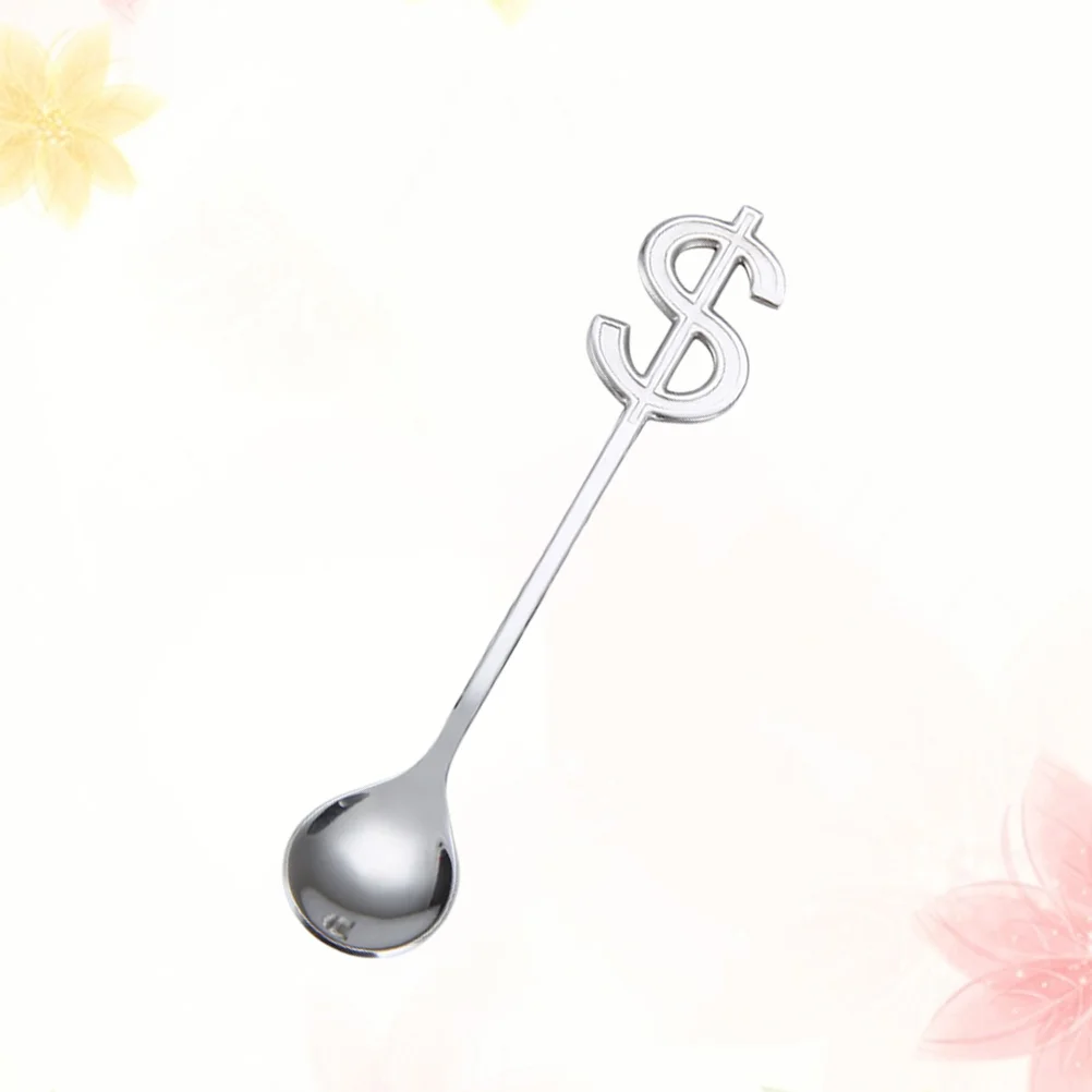 

304 Stainless Steel Creative Sign Coffee Stirring Spoon Polished Dessert Spoon Dinner Flatware for Eating Kitchen )