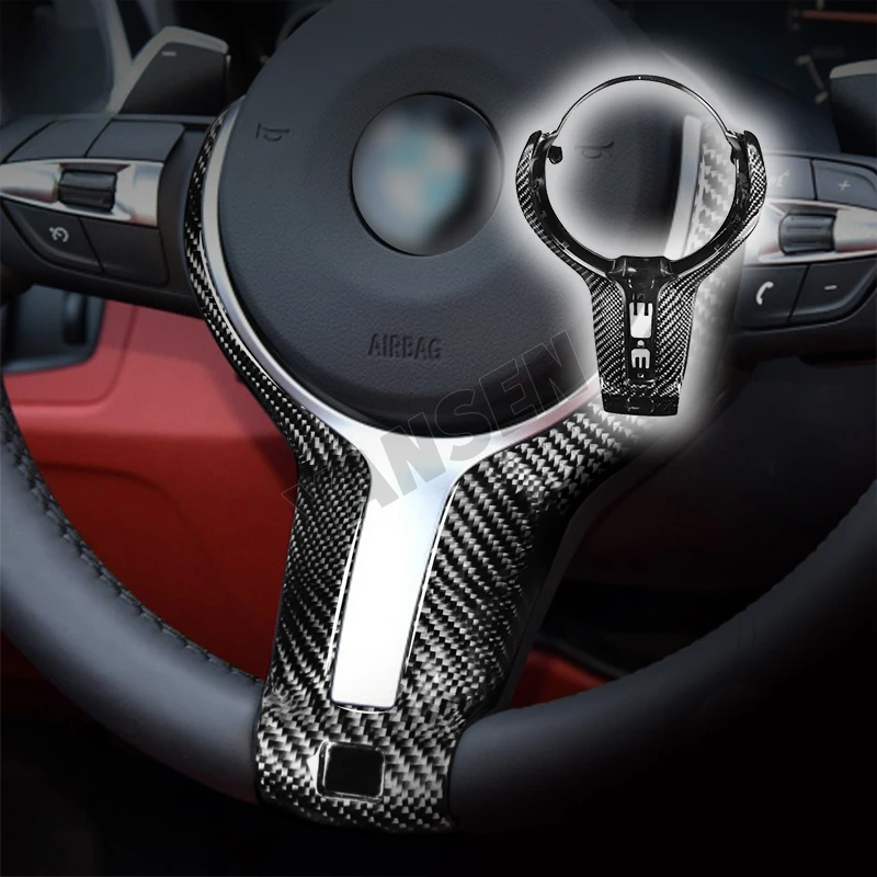 

Carbon Fiber Car Steering Wheel Cover T-shaped Interior Accessories for BMW M Sport X5 X6 1 2 3 4 5 6 Series