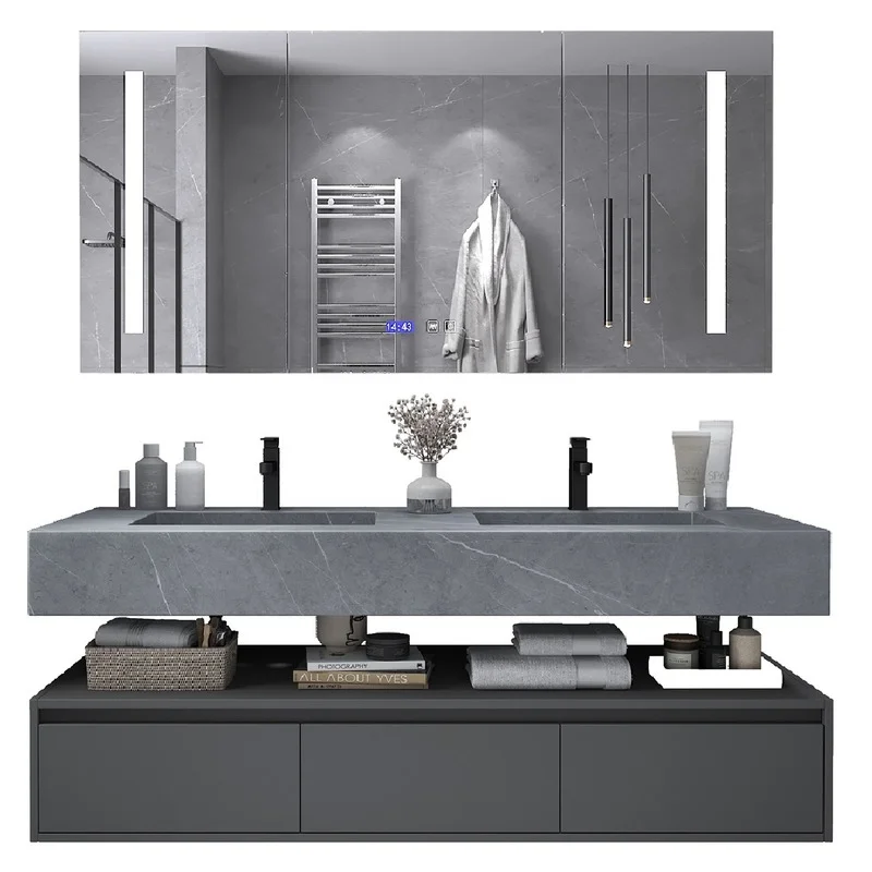 

Modern Luxury Hotel Wall Mount Bathroom Vanity Floating Cabinet Bathroom Vanities Cabinets with Sink