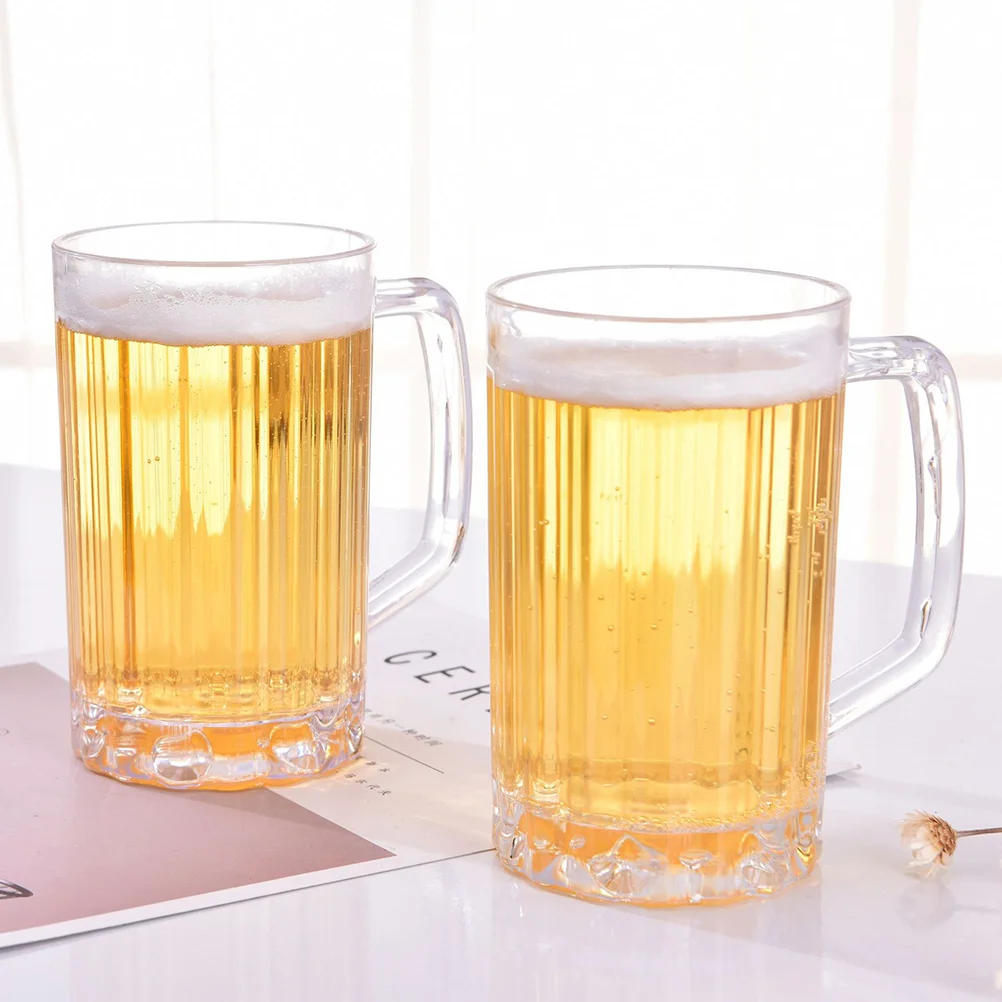 

2pcs Beer Mug Party Cups Beverage Cup Beer Steins Water Glass Glass Cocktail Glasses Plastic Tea Cups