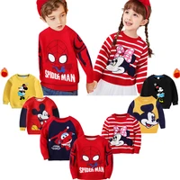 spiderman mickey childrens clothing sweater autumn winter trendy long style bottoming shirt plus velvet thickening kids clothes