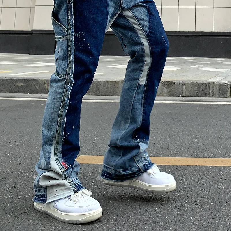 

Мужские свободные джинсы 2Y6268, повседневные брюки-трубы с эффектом потертости и разрыва чернил, 2023
