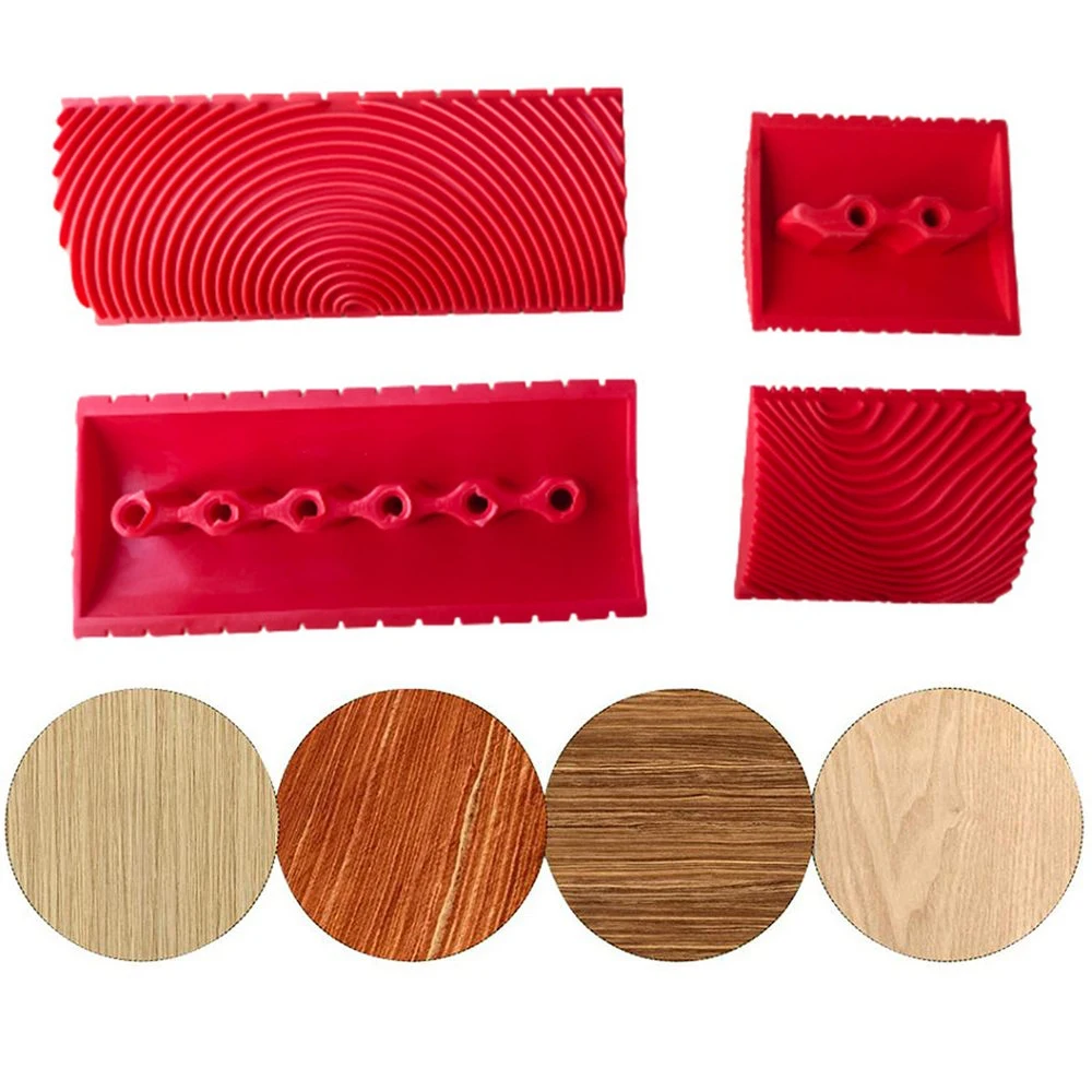 

2Pcs/set Rubber Roller Brush Imitation Wood Graining Wall Painting Home Decoration Art Embossing DIY Brushing Painting Tools