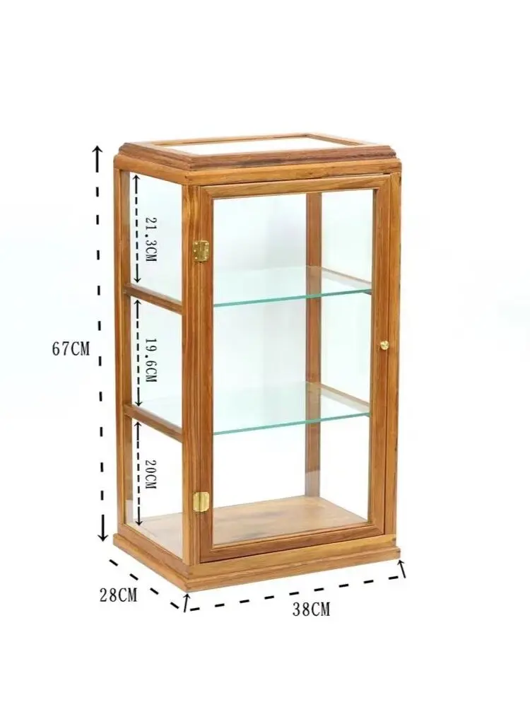 Шкаф для ювелирных изделий из тика старинная цельная деревянная трехуровневая