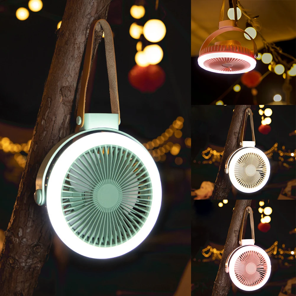 

Portable Camping Fan LED Lantern Rechargeable Mini Desk Fan With LED Light 3 Speeds Strong Wind Lamp Fan For Home Dorms 1pcs