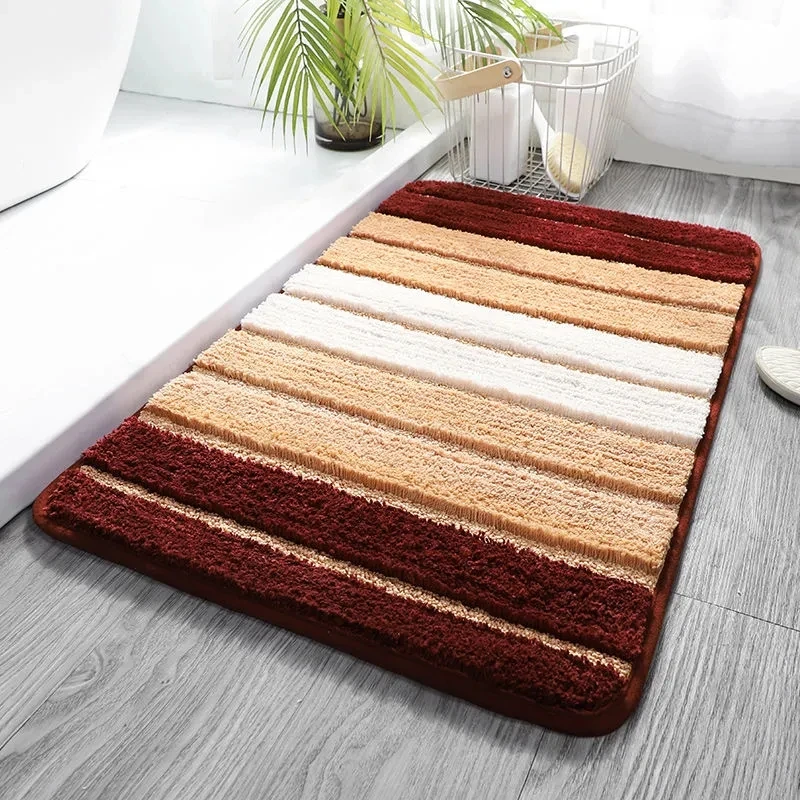 

Полосатые впитывающие подставки для ног, мат для сборки входной двери, плотный плюшевый коврик для ванной, Нескользящий Впитывающий, 1 шт.