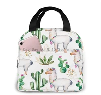 cactus alpaca pattern insulated lunch bag bento lunch bag thermal cooler lunch pouch with portable carrying bag