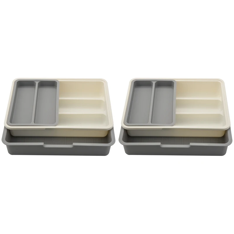 

2X Cutlery Drawer Tray Expandable Adjustable Utensil Drawer For Kitchen Utensil Organizer Multi-Purpose Storage Kitchen