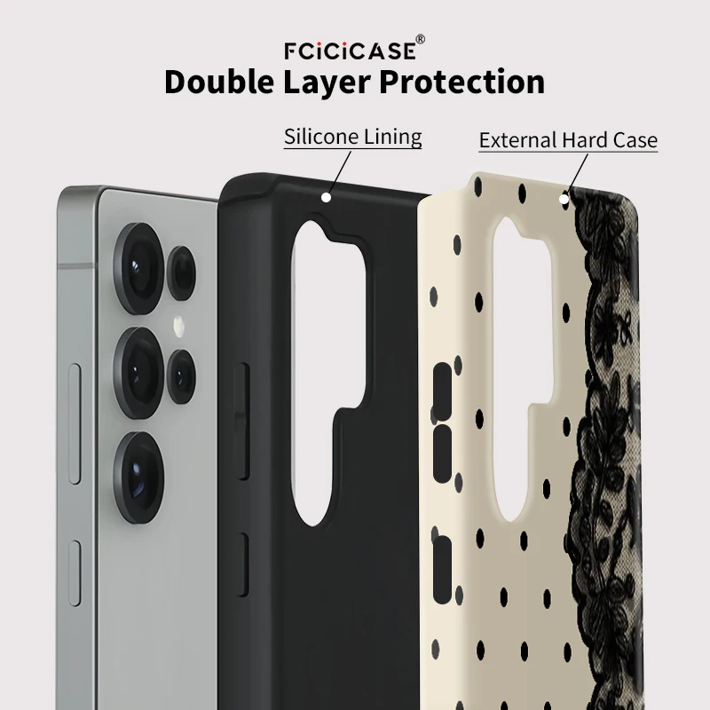 Фото Чехол Fcicicase S26 Edge Circular Dots Lace для Samsung Galaxy S23 Ultra A26 A36 A56 S24+ S25 Plus S20 FE, противоударный, с защитой от царапин №2