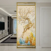 stainless steel screen partition of light luxury living room which can move elk art screen