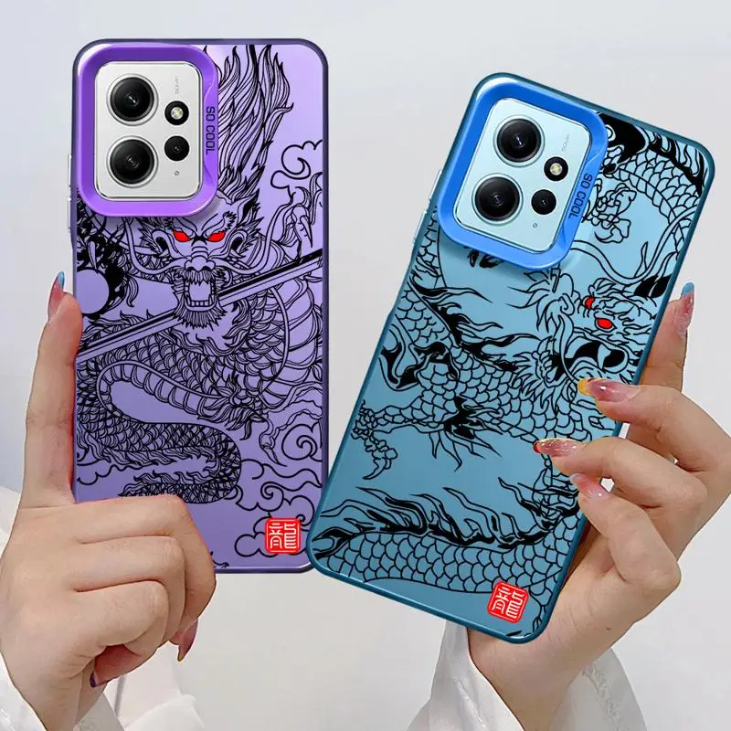 phone case for Xiaomi Redmi Note 13 5G 11 Pro Plus 13C 10S 12 9S Protective Sleeve TPU Cover funda Mega Giant Cute Dragon Art