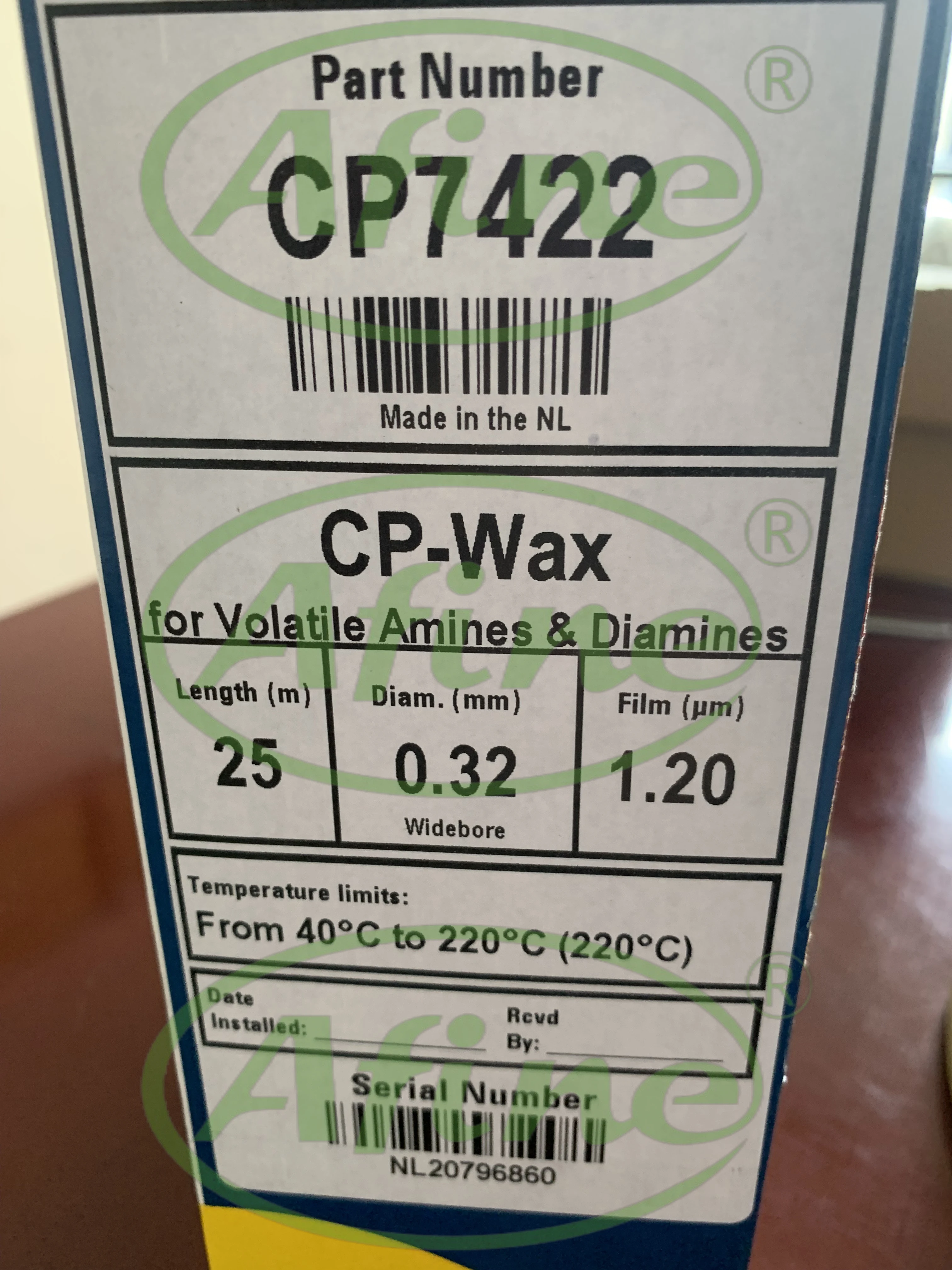 Колонки AFINE Agilent J&ampW CP-Wax GC: летние аминоки и диаминти CP7422 | 58 FFAP CB CP7777 52 CP8798I